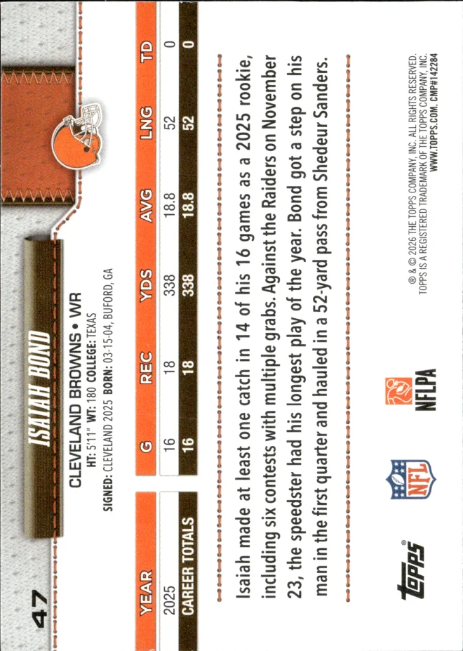 Isaiah Bond card back