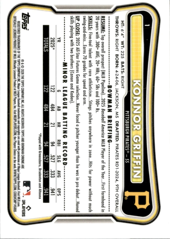Konnor Griffin card back