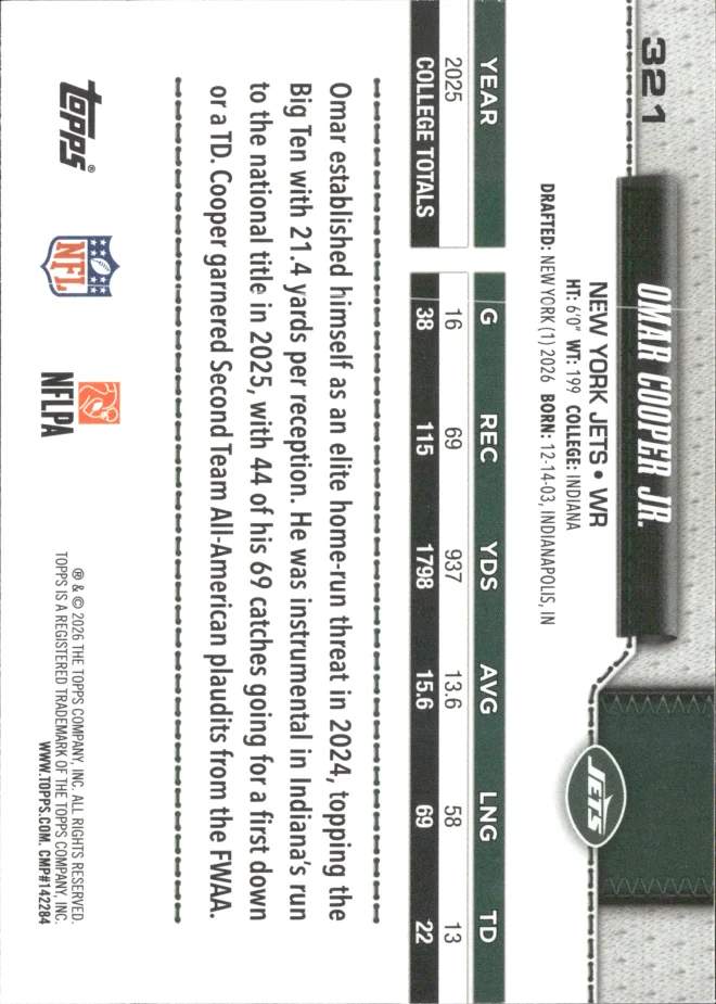 Omar Cooper Jr. card back