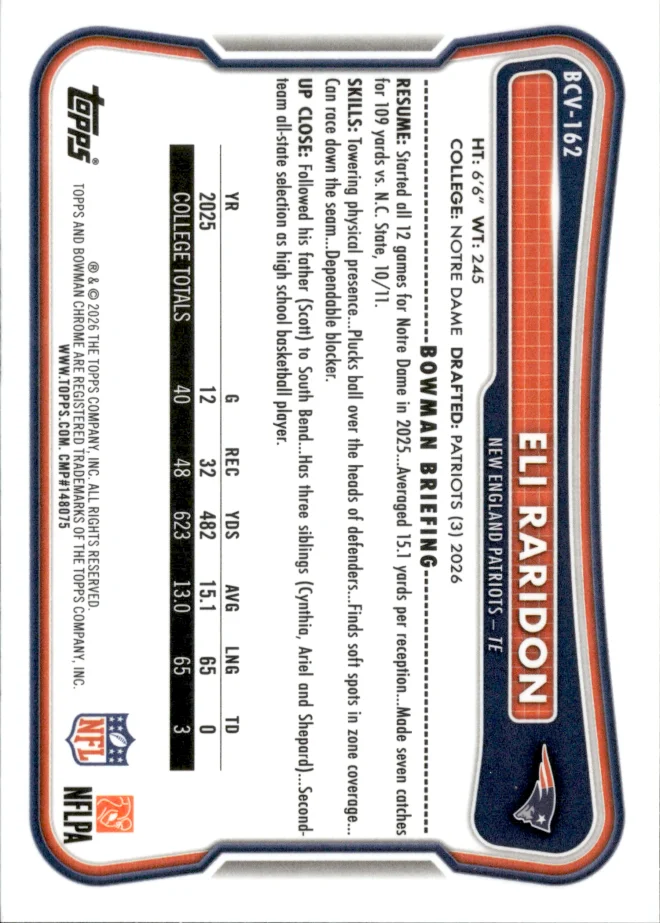 Eli Raridon card back