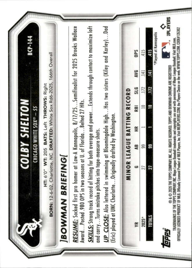 Colby Shelton card back