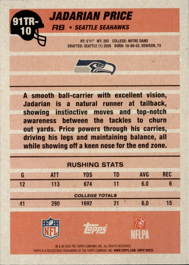 Jadarian Price card back