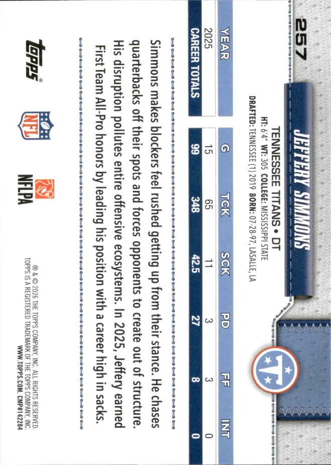 Jeffery Simmons card back