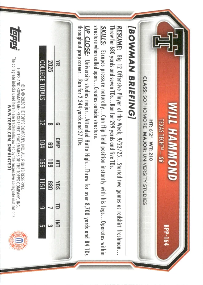 Will Hammond card back