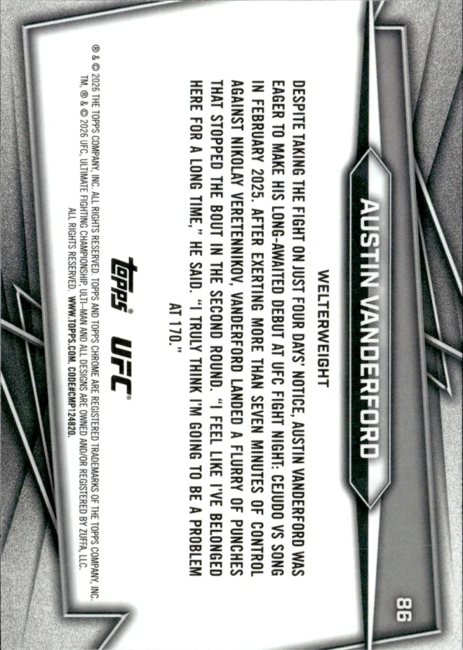 Austin Vanderford card back