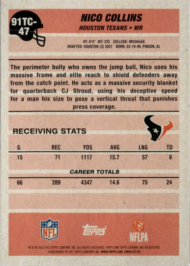 Nico Collins card back