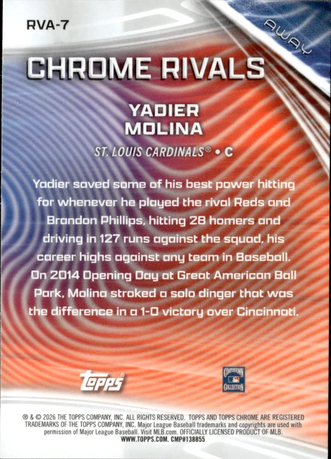 Yadier Molina card back