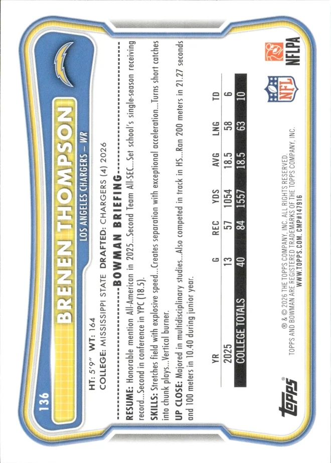 Brenen Thompson card back