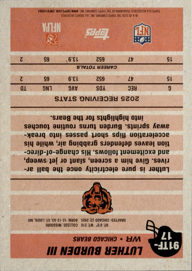 Luther Burden III card back
