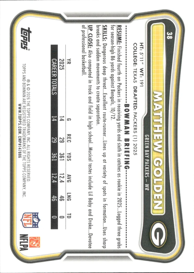 Matthew Golden card back