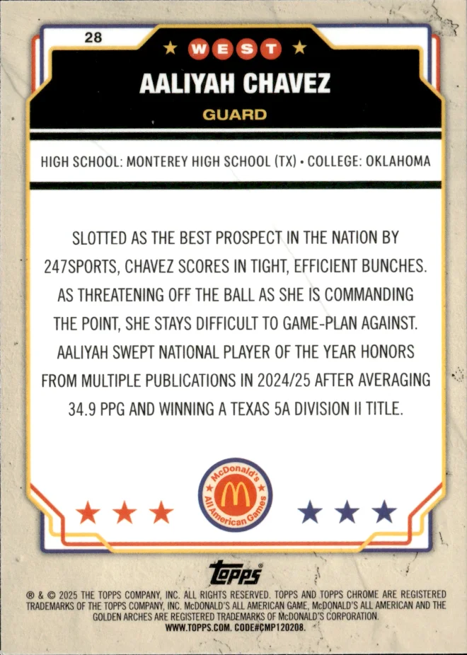 Aaliyah Chavez card back
