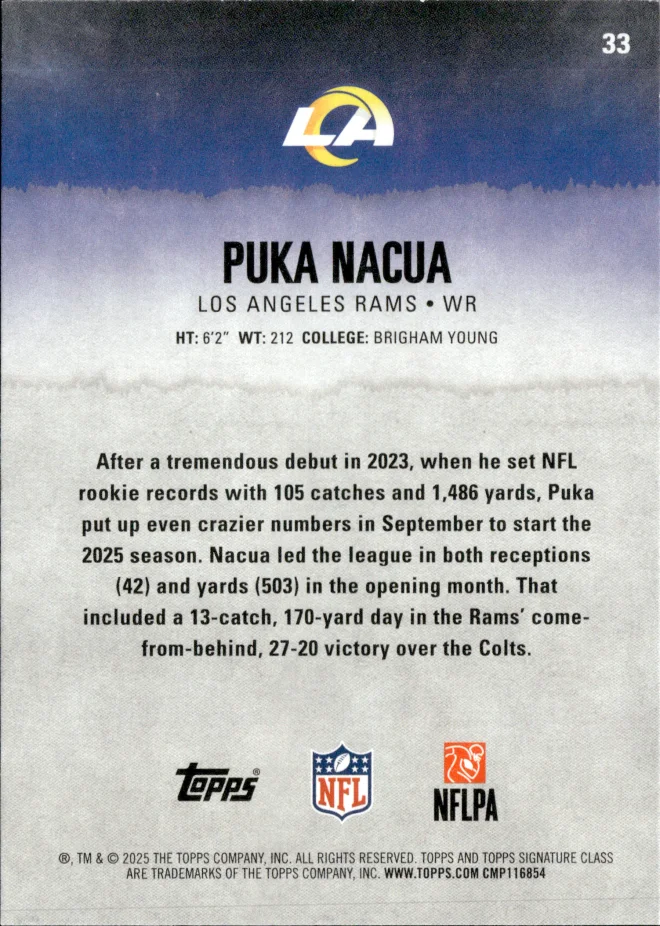 Puka Nacua card back