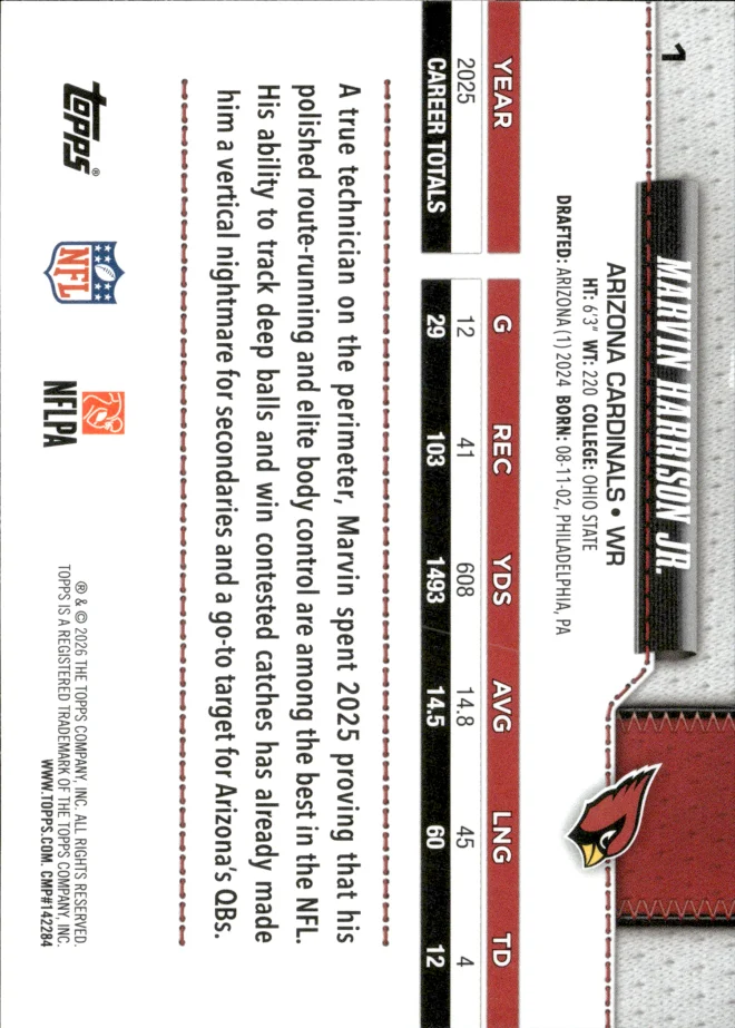 Marvin Harrison Jr. card back