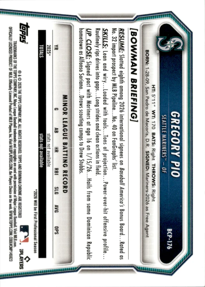 Gregory Pio card back