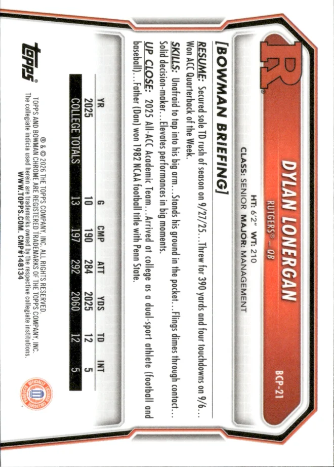 Dylan Lonergan card back