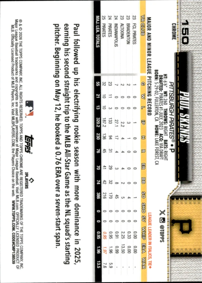 Paul Skenes card back
