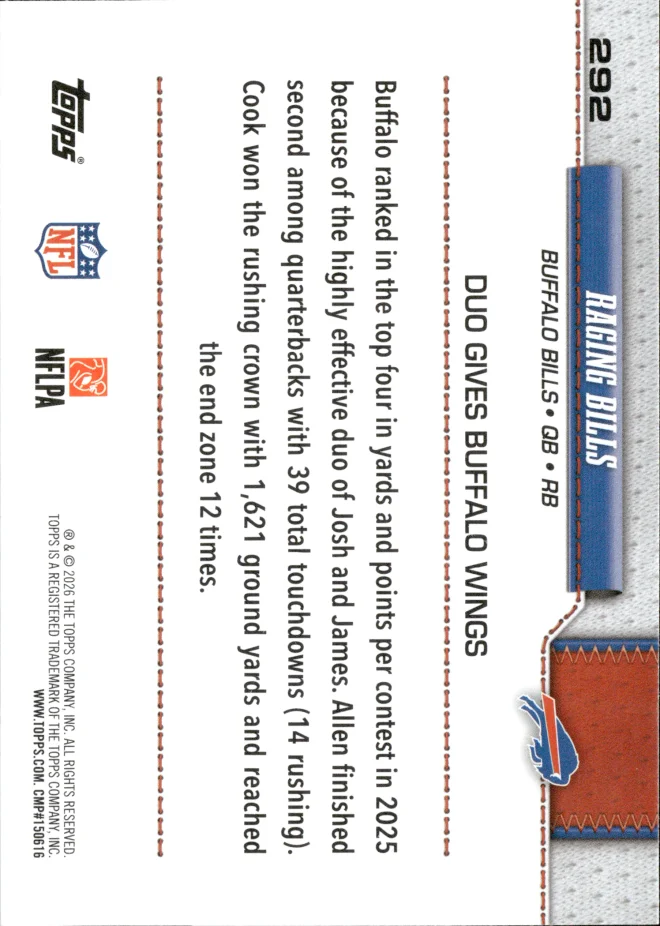 Josh Allen / James Cook card back