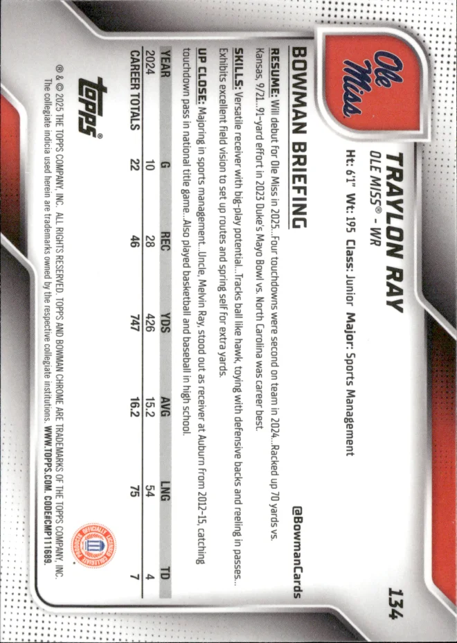 Traylon Ray card back