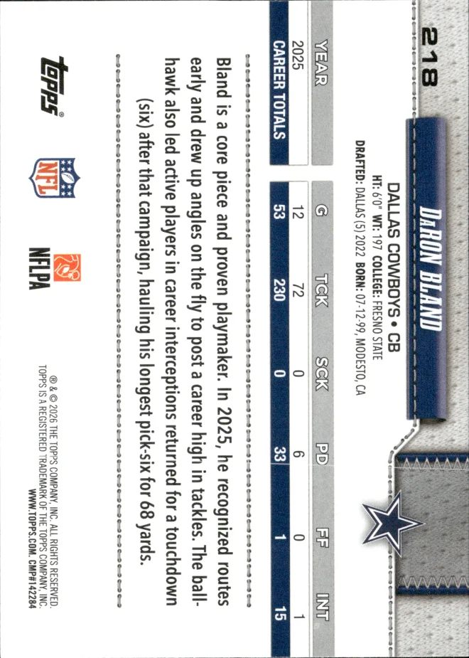 DaRon Bland card back