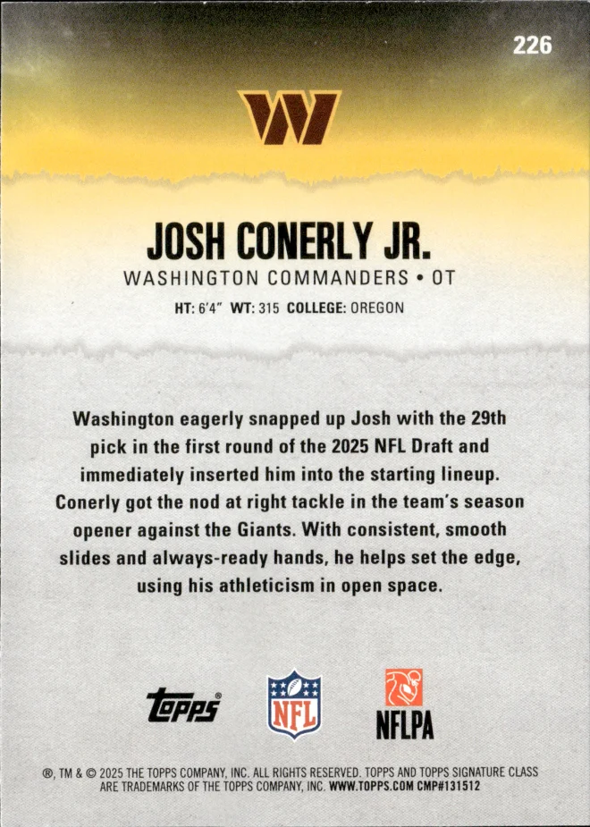 Josh Conerly Jr. card back