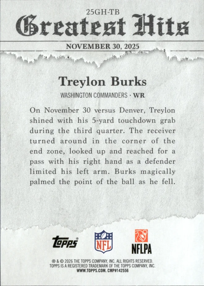 Treylon Burks card back