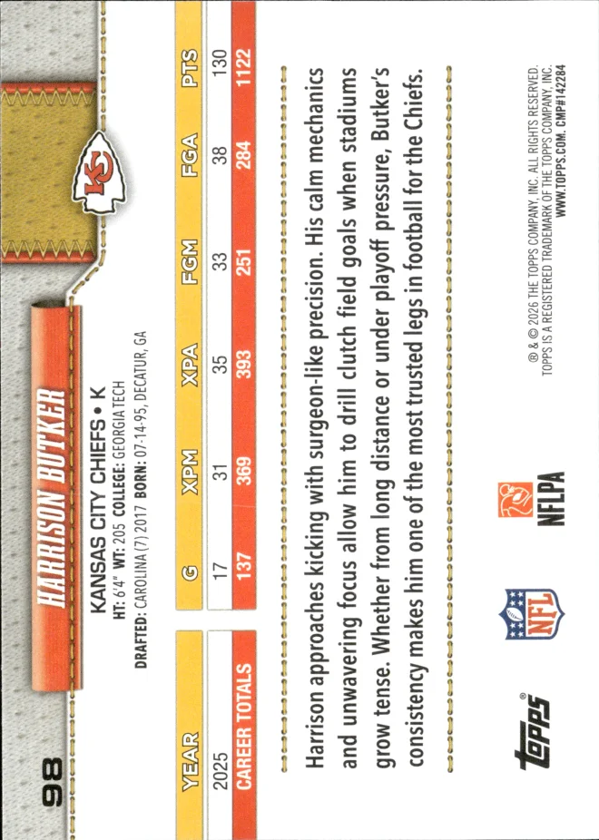 Harrison Butker card back