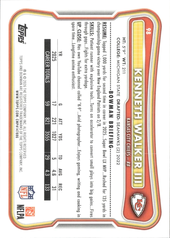 Kenneth Walker III card back