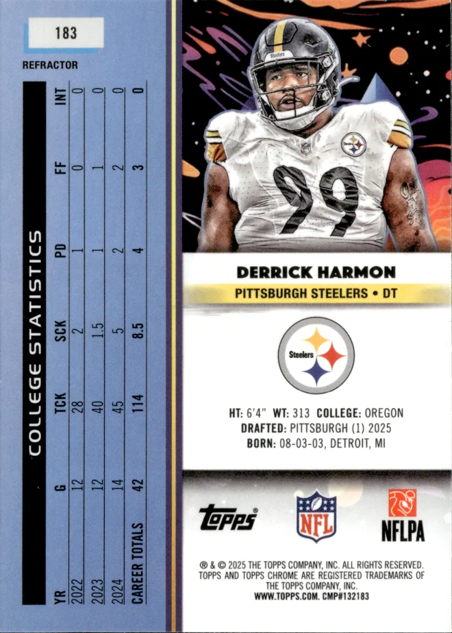 Derrick Harmon card back