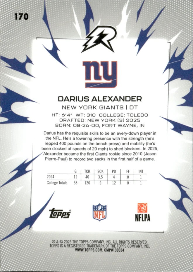 Darius Alexander card back