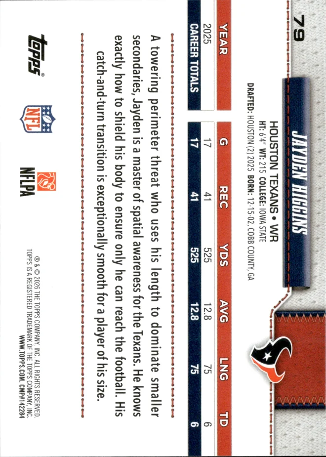 Jayden Higgins card back