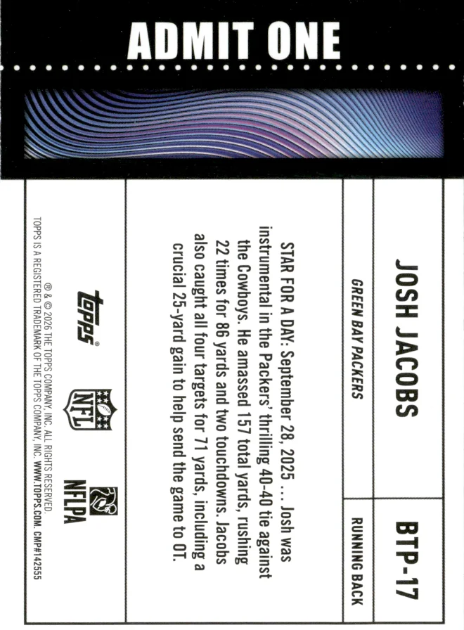 Josh Jacobs card back