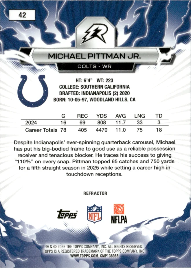 Michael Pittman Jr. card back