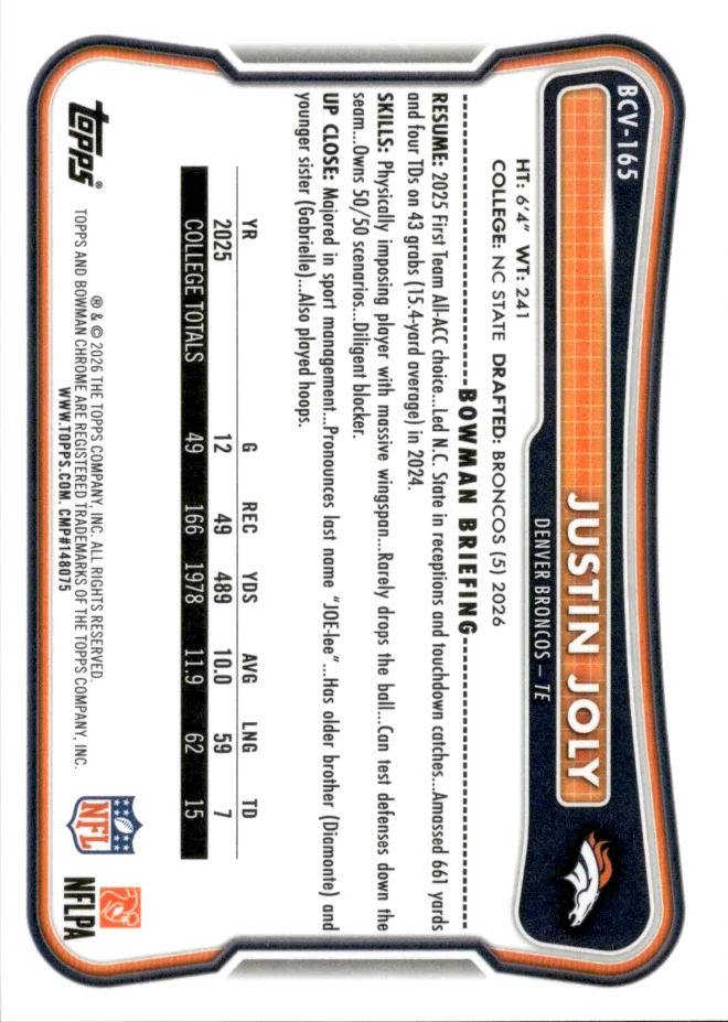 Justin Joly card back