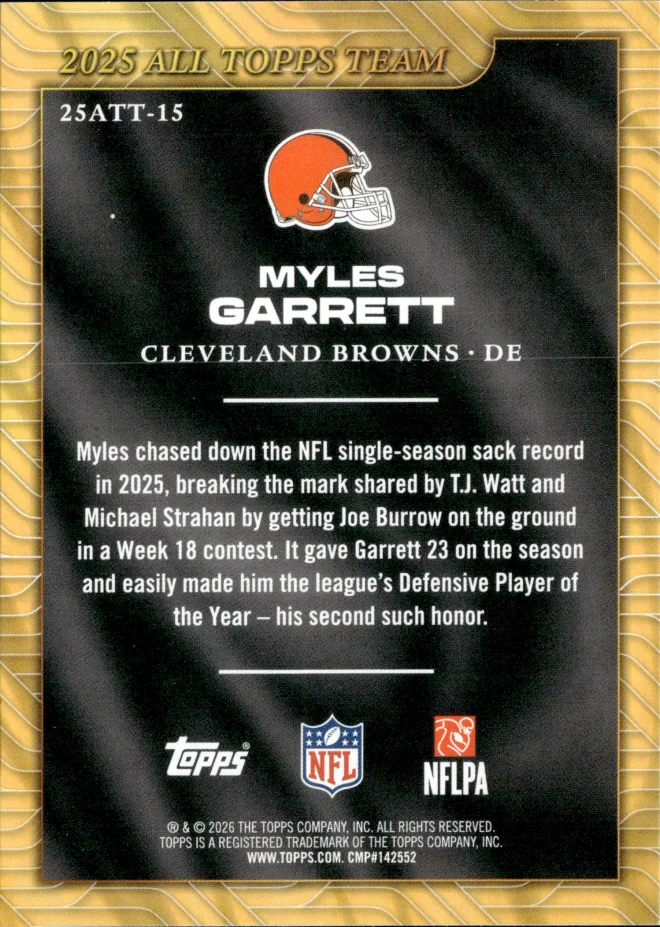 Myles Garrett card back