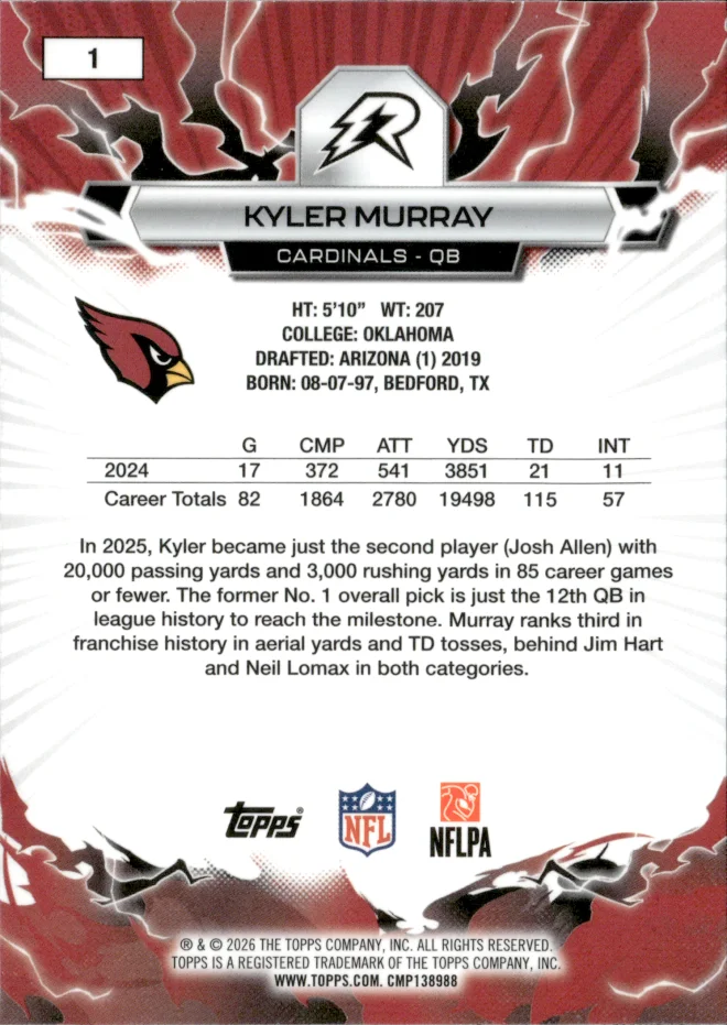 Kyler Murray card back