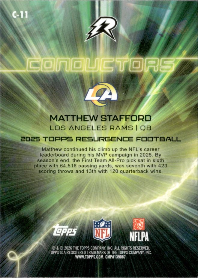 Matthew Stafford card back