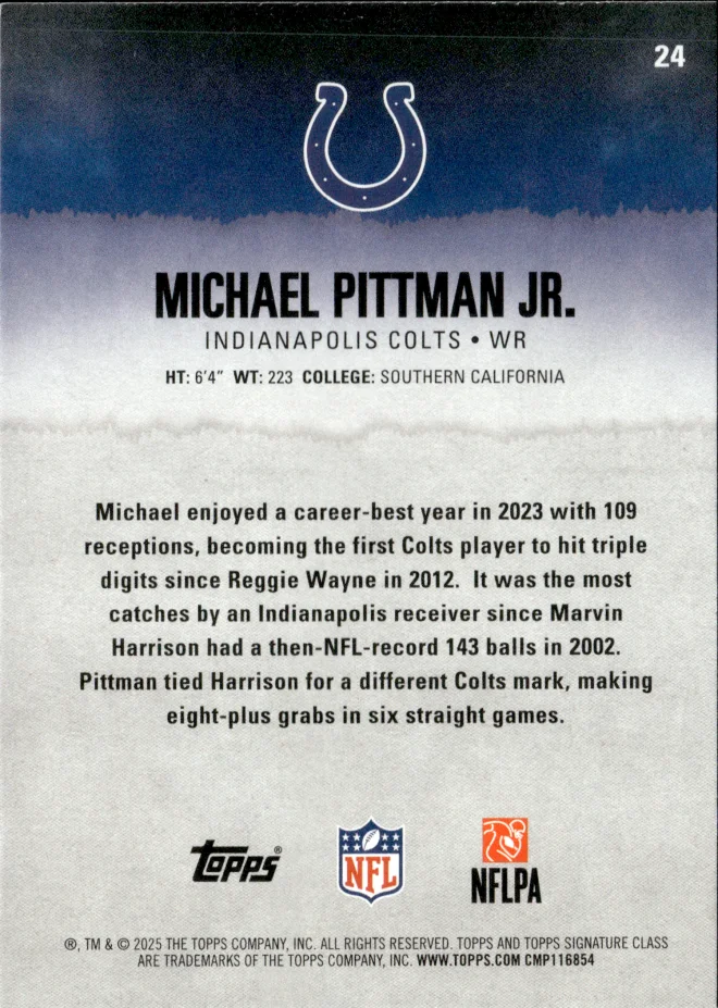 Michael Pittman Jr. card back