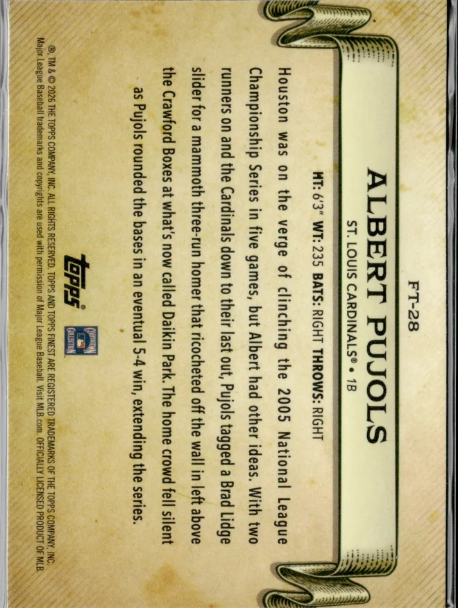 Albert Pujols card back