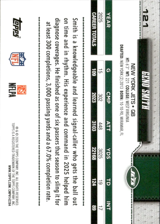 Geno Smith card back