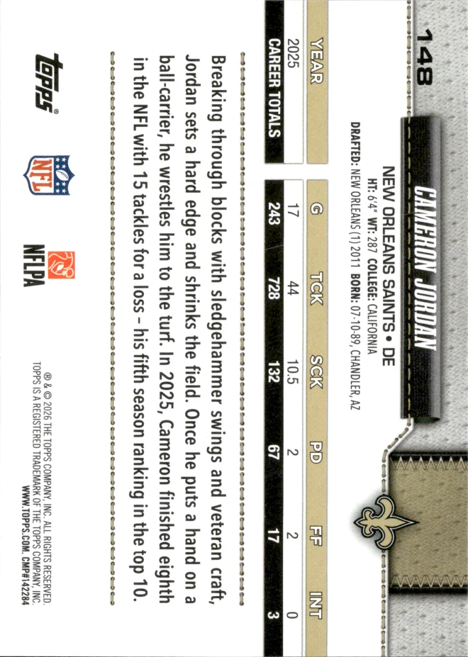 Cameron Jordan card back