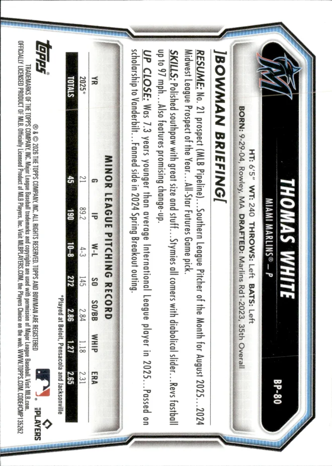 Thomas White card back