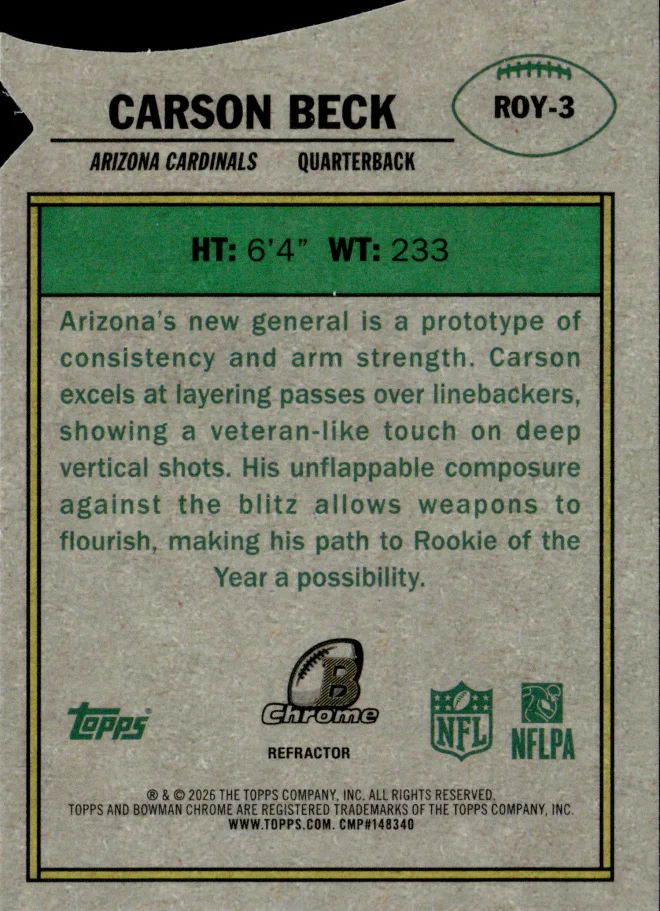 Carson Beck card back
