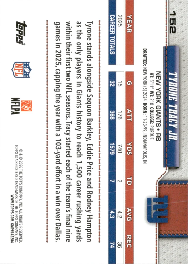 Tyrone Tracy Jr. card back