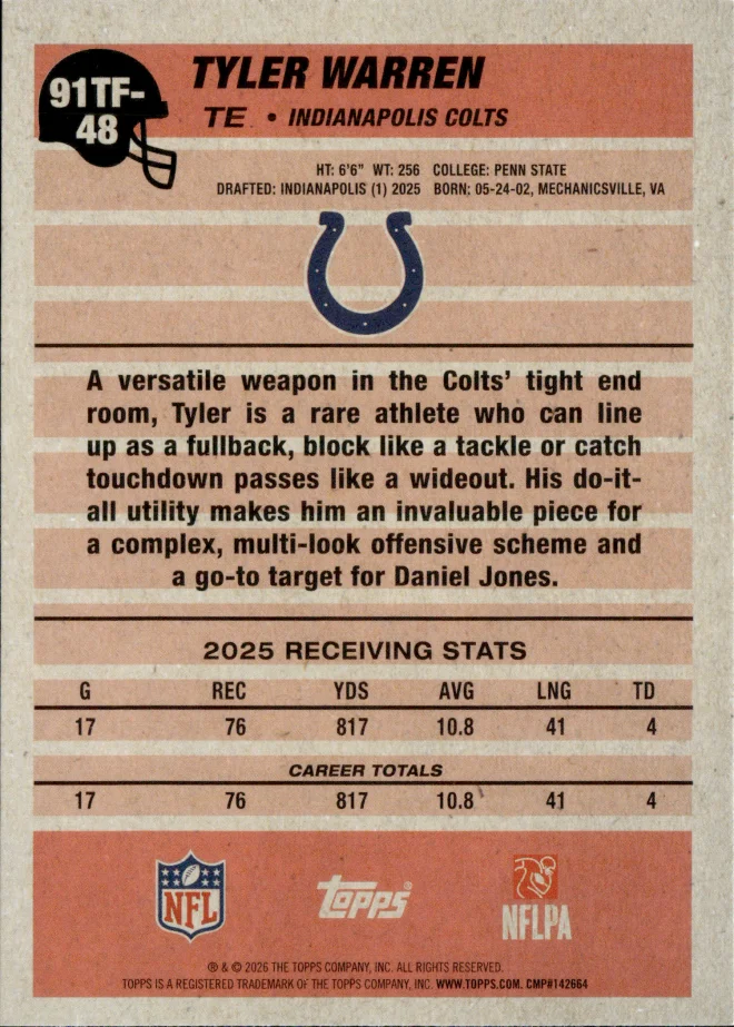Tyler Warren card back