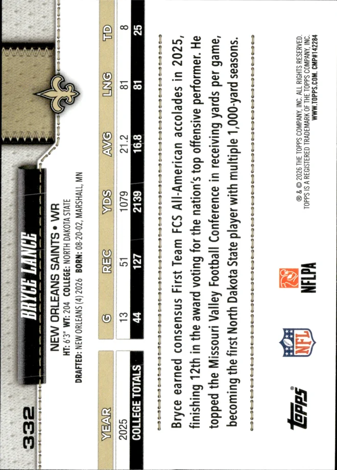 Bryce Lance card back
