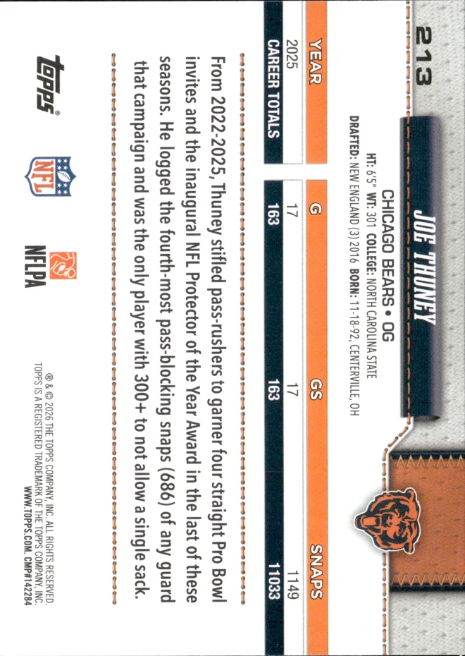 Joe Thuney card back
