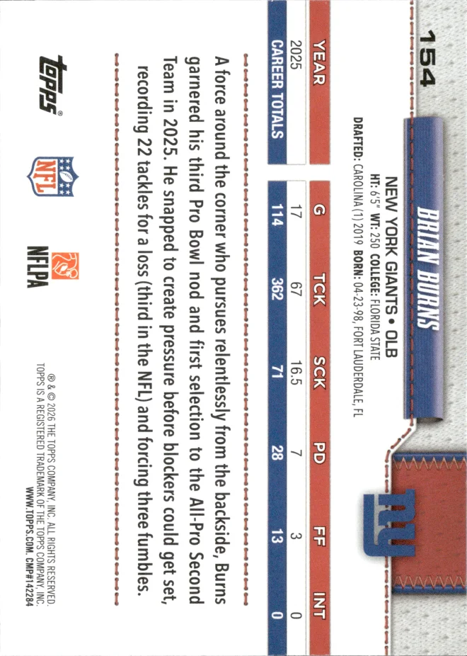 Brian Burns card back