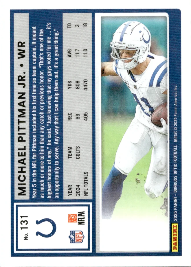 Michael Pittman Jr. card back