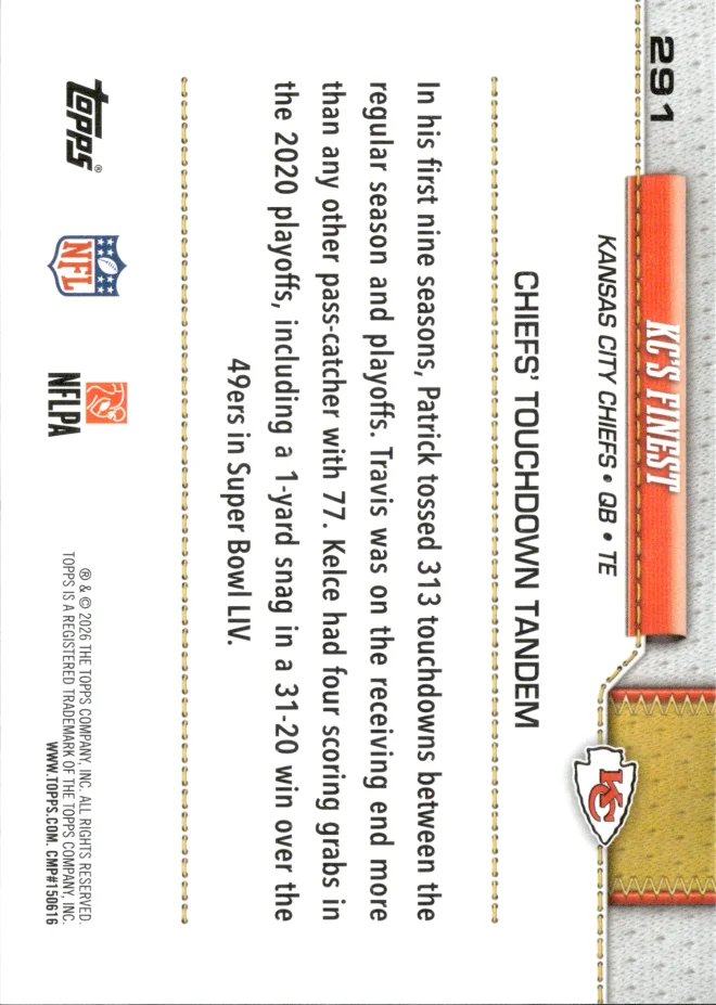 Patrick Mahomes / Travis Kelce card back