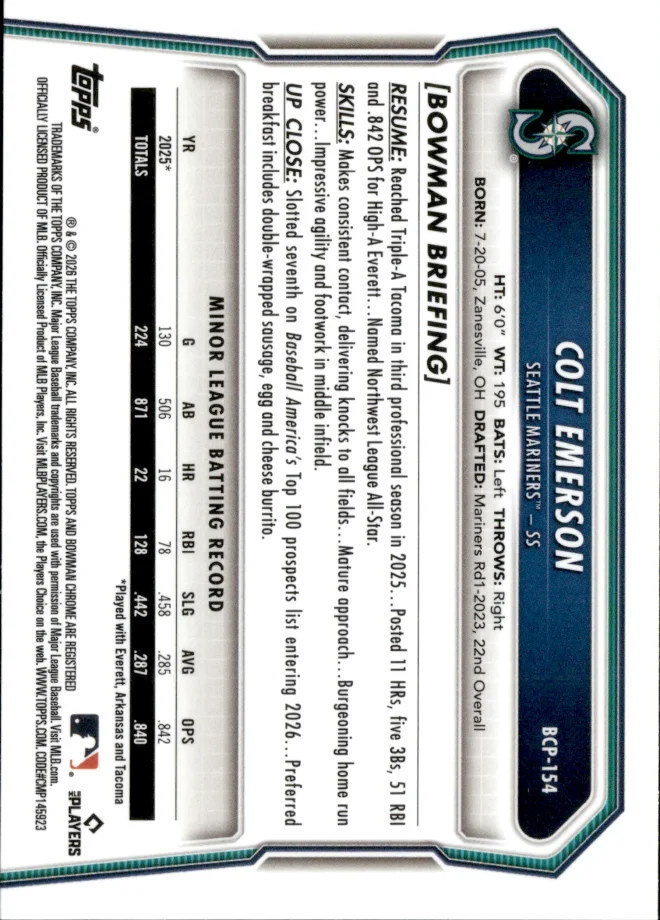Colt Emerson card back